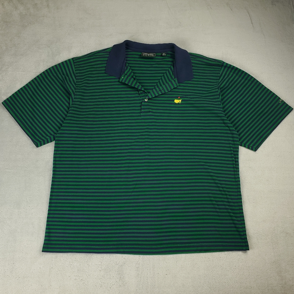 Masters Golf Polo Shirt Mens XL Striped Pique Cotton Vintage Collection Preppy